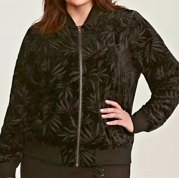 Torrid Velvet Burnout Bomber Jacket Black  2X - Picture 1 of 16